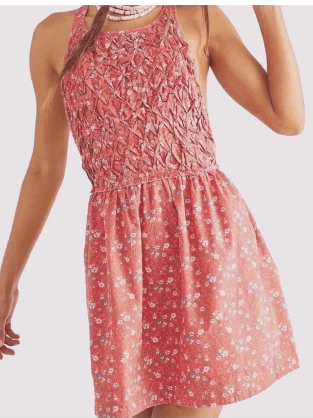 Free People XS/TP Free People Petunia Cotton Mini Dress In Poppy Combo